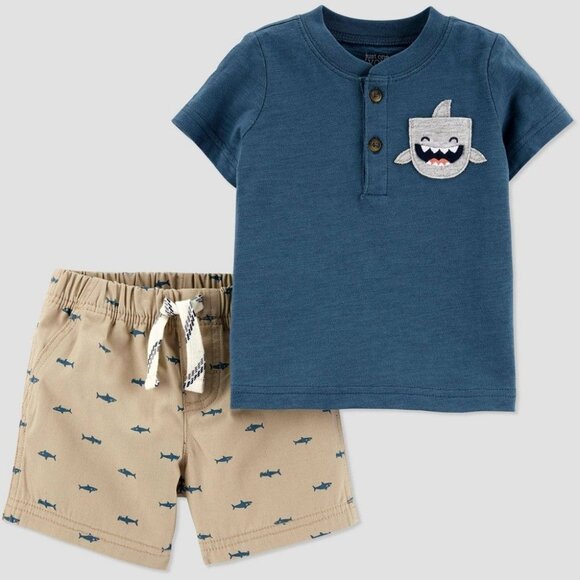 Carters Newborn Boys  2pc Shark Top Bottom Set - Picture 1 of 1